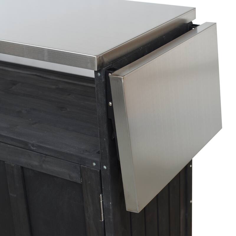 Portable Foldable Outdoor Kitchen Cart with Storage Cabinet and Lockable Wheels