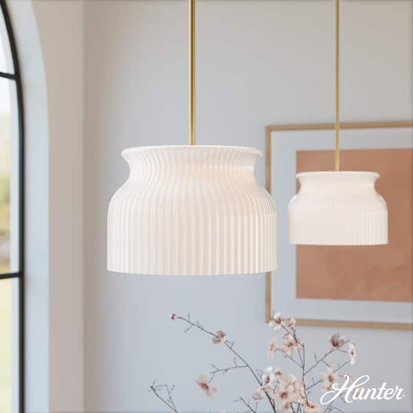 slide 2 of 9, Hunter + Jasmine Roth Harlowe Modern Luxe Gold 1-Light 14" Pendant White Milk Glass - Transitional, Glam Luxe Gold
