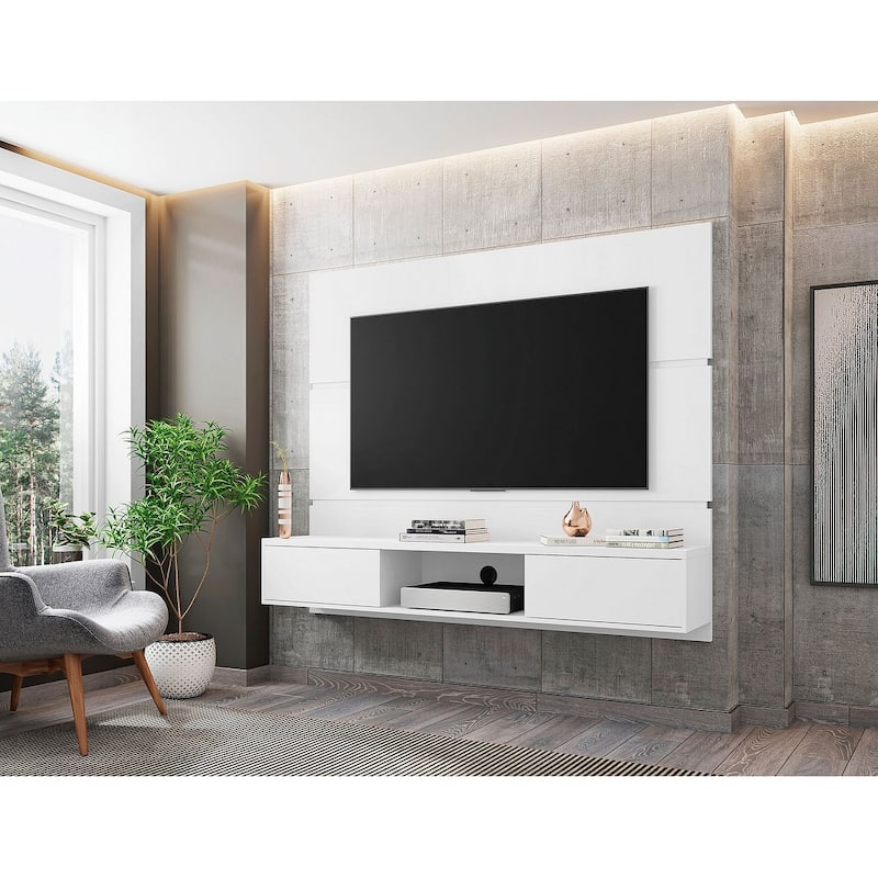 Vernon Mid Century Modern Wood 62.99 In. Floating Living Room Entertainment Furniture - White