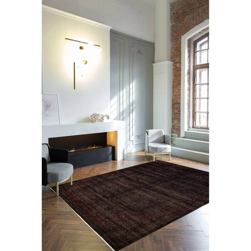 ECARPETGALLERY Hand-knotted Vibrance Dark Brown Wool Rug - 9'1 x 11'11