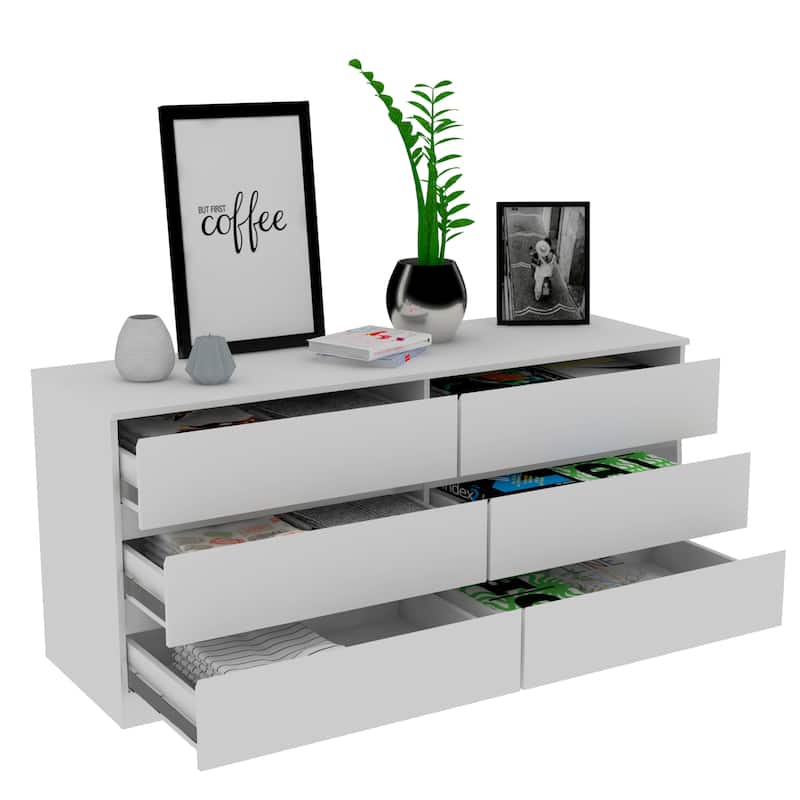Wooden 6-Drawer Double Dresser