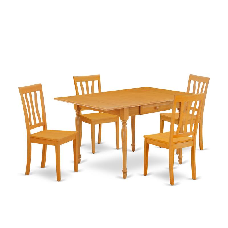 East West Furniture Dining Table Set Includes a Rectangle Wooden Table with Dropleaf and Dining Chairs (Pieces Options)