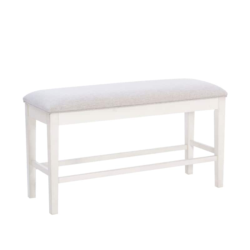 Mckee White Upholstered Storage Counter Dining Bench