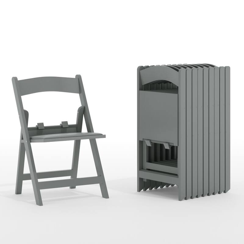 10Pk Kids Resin Folding Chair with Vinyl Padded Seat - 12.25"D x 13.25"W x 21"H - Grey