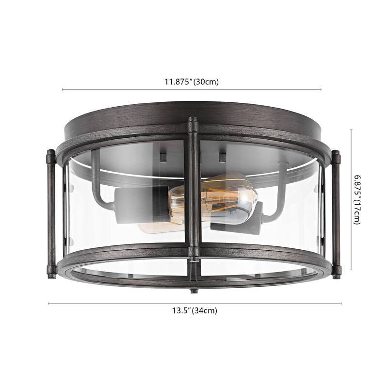 SAFAVIEH Lighting Norina Flush Mount - 14" W x 14" D x 7" H - Antique Gold - 14Wx14Dx7H