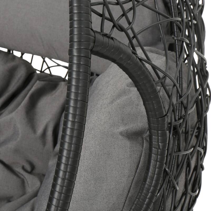Waterproof Outdoor Wicker Hanging Basket Chair with Cushions, Hammock Seat - 300 lbs Capacity