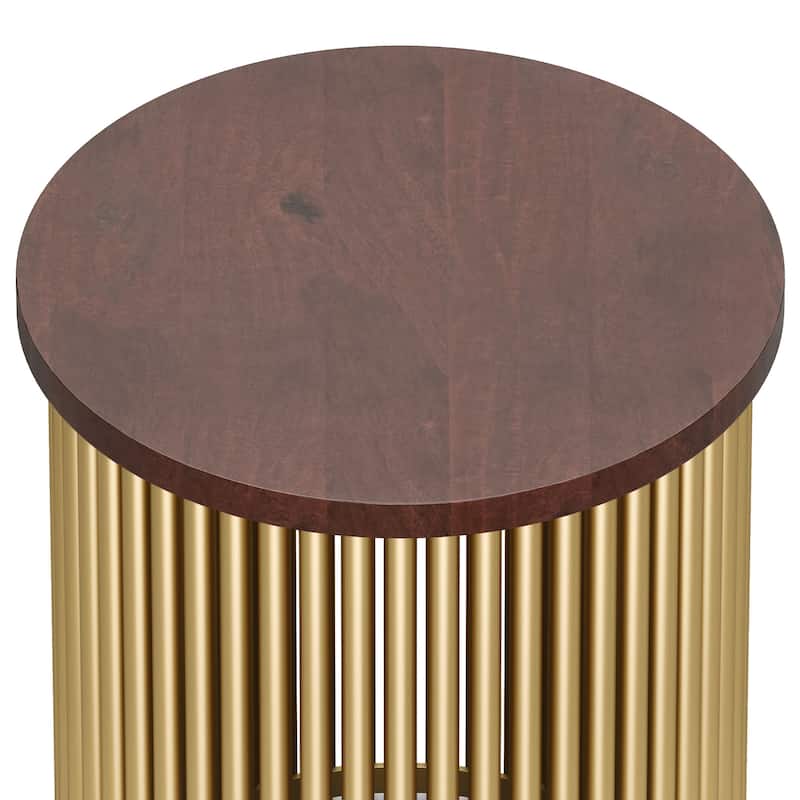WYNDENHALL Karl 18 inch Wide Solid Mango & Metal Industrial Accent Table - 18 W x 18 D x 21 H