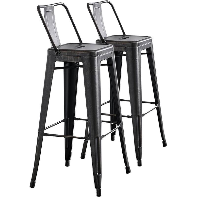 Modern Metal Barstools with Bucket Back and 4 Leg Design Set of 2