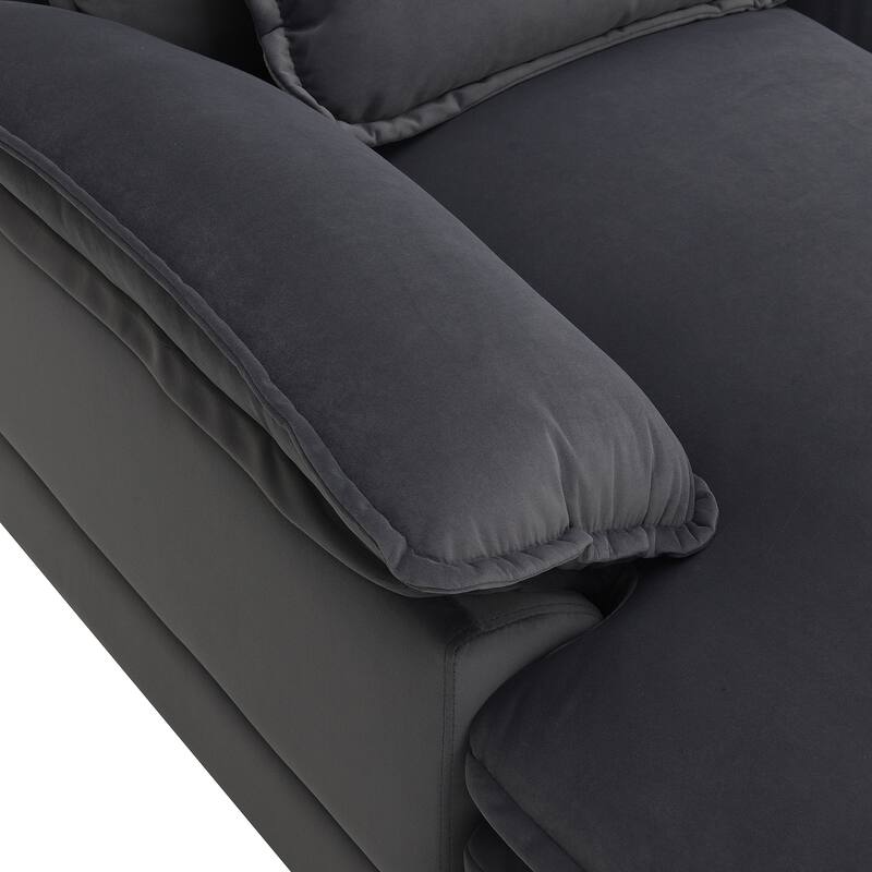 Modular U-shaped Sectional Sofa with 4 Waist Pillows, 6-Seat Upholstered Sofa with Chaise Lounge, Oversized Velvet Cloud Sofa