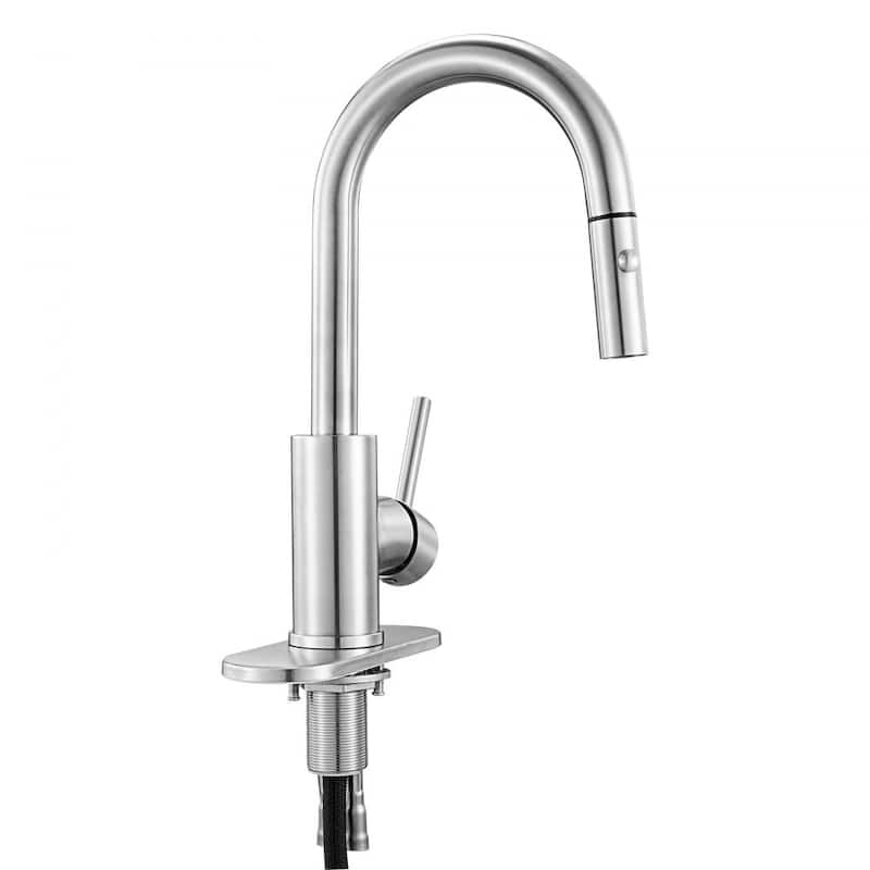 Silver Single-Handle Kitchen Faucet with Pull-Down Sprayer and Dual Mode - 7.48 x 1.89 x 14.17 inch