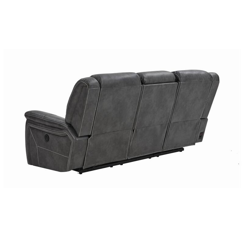 Upholstered Reclining Sofa in Cool Grey