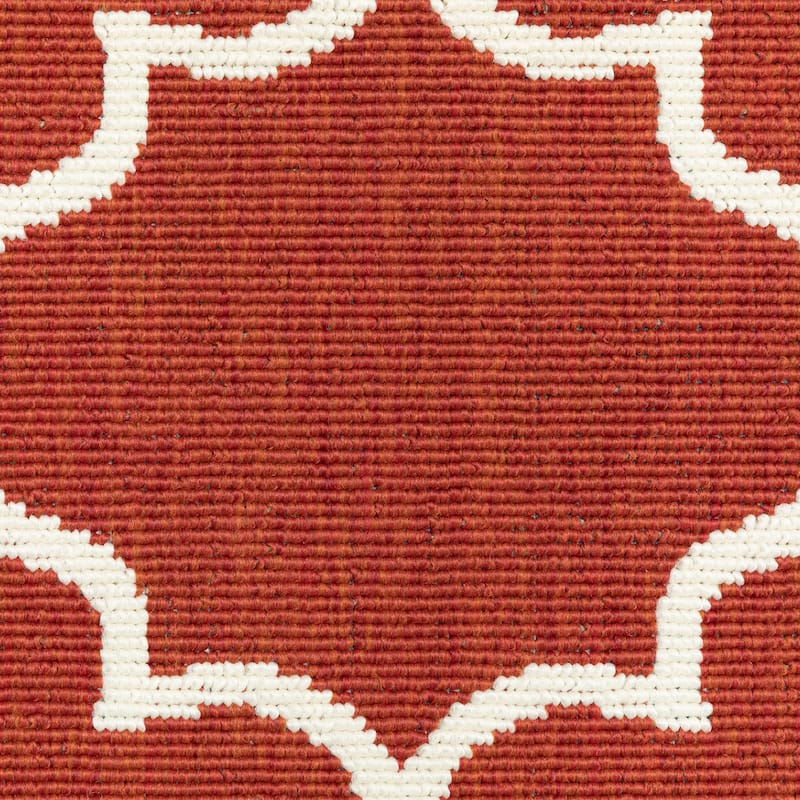 Style Haven Martinique Off-White/Brick Red Lattice Indoor Outdoor Rug-