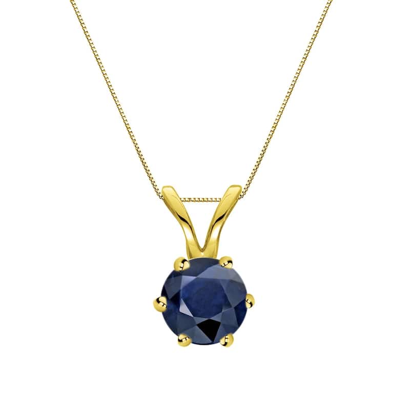 Auriya 14k Gold Blue Sapphire Solitaire Necklace 1/3ctw 6-Prong - Yellow