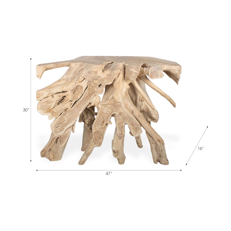 Abstract Wood Console Table for Entryway Statement Piece - 47", Brown - 47.0"