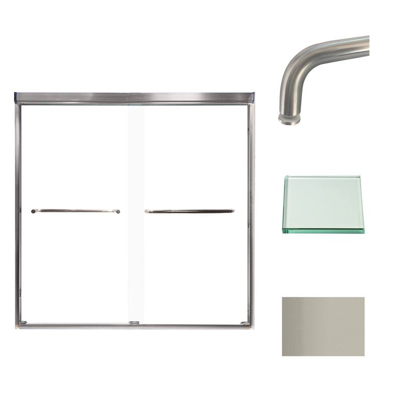 Transolid CBP606006C 60" High x 59" Wide Bypass Frameless Shower Door - Brushed Stainless