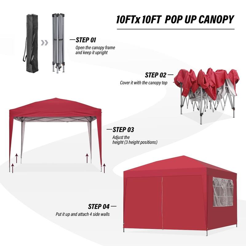 Ainfox 10'x10' Pop Up Canopy Tent Outdoor Commercial Instant Gazebos Portable Shelter Canopies