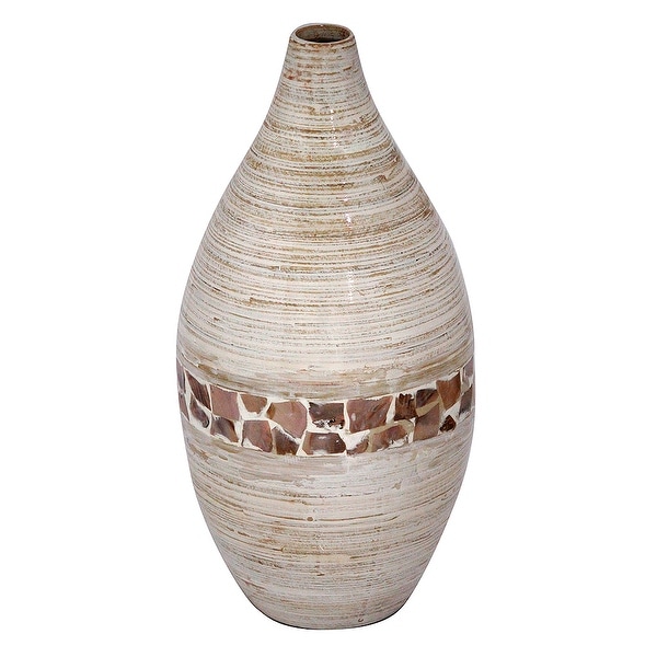20 Spun Bamboo Vase - Bamboo In Distressed White W/ Coconut