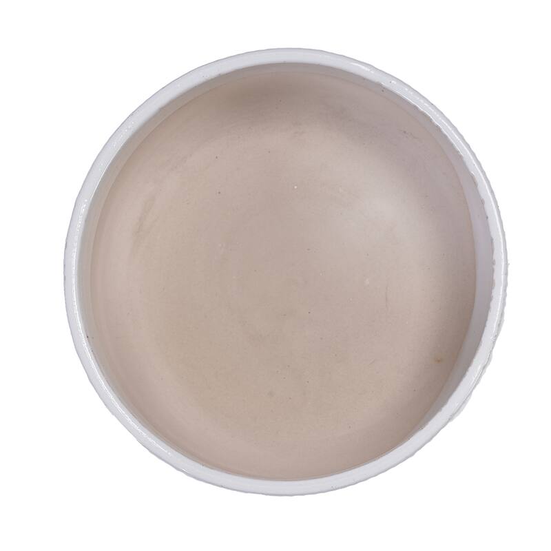 Set 2 Non-Porous Matte White Ribbed Ceramic Planter for Aquatic Plants