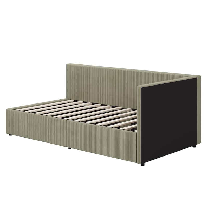 L Shape Corner Bed, Corduroy Upholstered Daybed