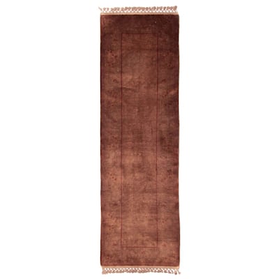 ECARPETGALLERY Hand-knotted Color Transition Brown, Red Wool Rug - 2'5 x 9'2