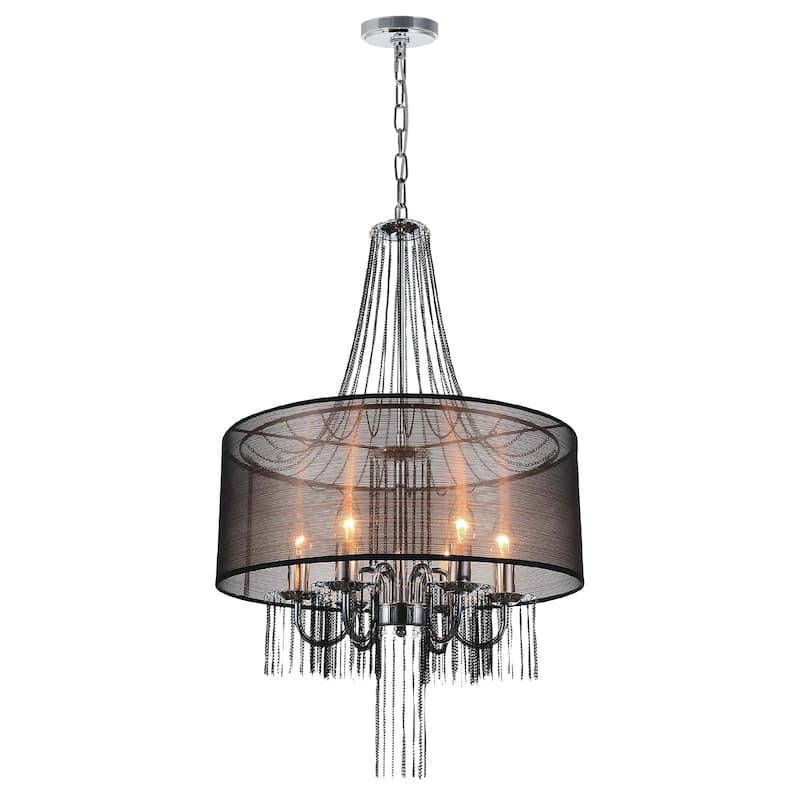 Amelia 6 Light Drum Shade Chandelier With Chrome Finish - Chrome