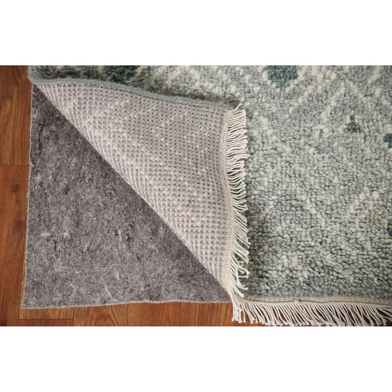 Gray & Green Moroccan Indian Area Rug Handmade Wool Carpet - 4'9"x 8'1"