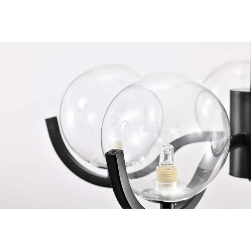 19" Thomes Matte Black 5-Light Chandelier with Glass Globe Shade