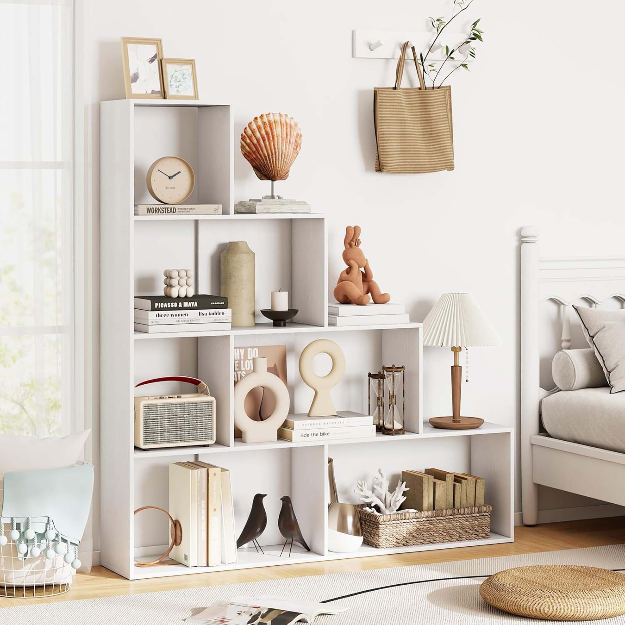 1/2 PCS Step Bookcase 6 Cube Storage Organizer Stair Shape