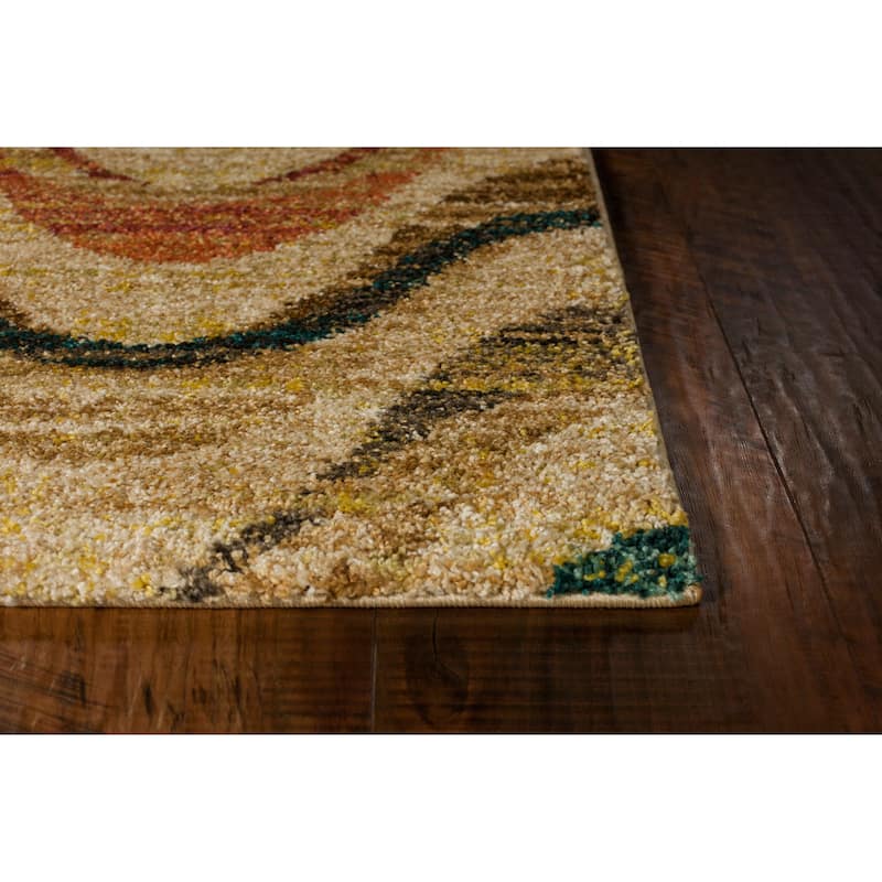 Domani Catalonia Modern Grey/Sand Geometric Wave Area Rug