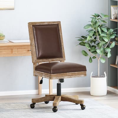 Sandine Upholstered Swivel Office Chair by Christopher Knight Home