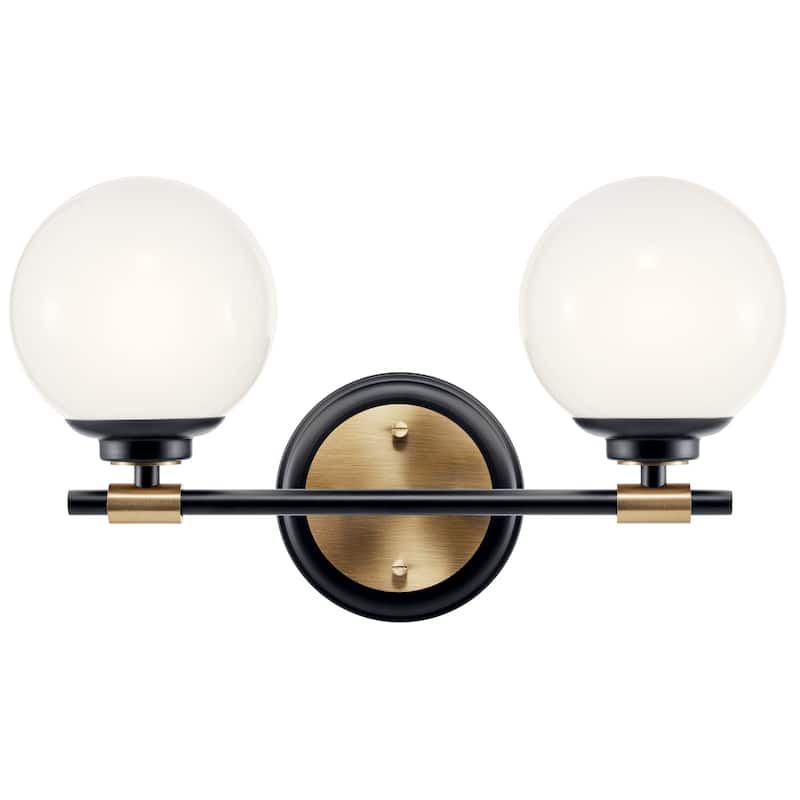 Benno 14.75 in. 2-Light Bathroom Vanity Light with Opal Glass
