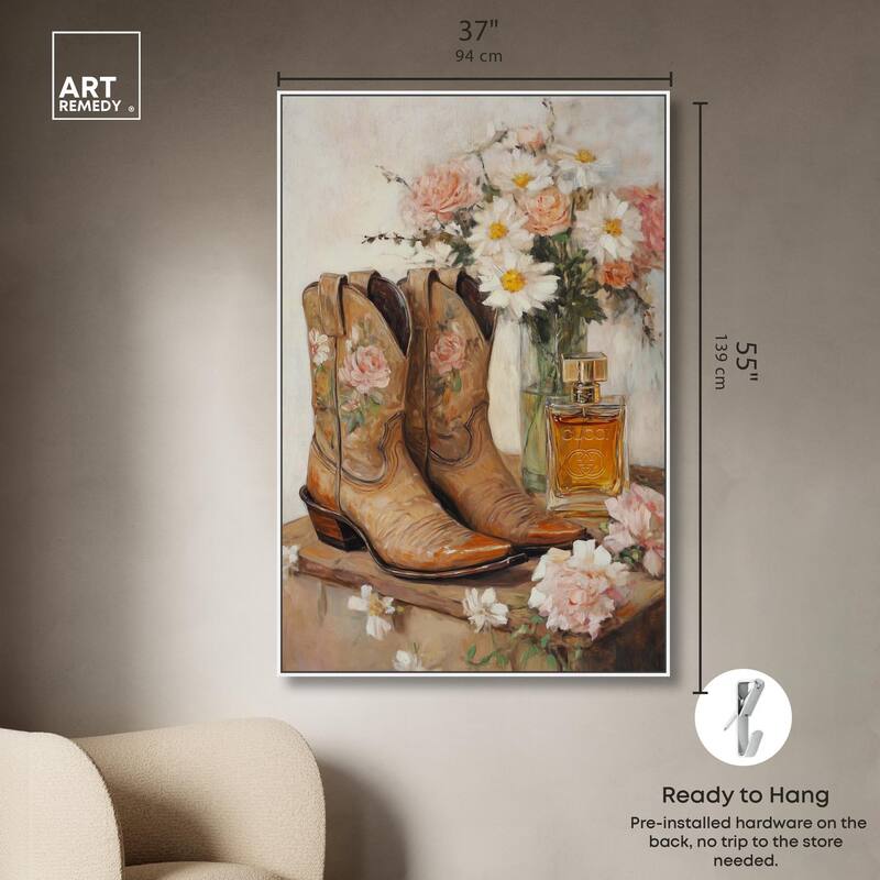 Delicate Floral Boots II Canvas by Art Remedy