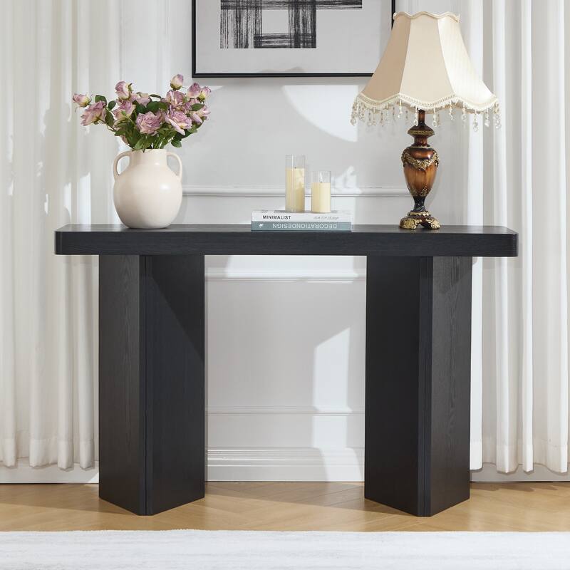 50" Modern Console Table Entryway Sofa Table with Solid Oak Wood Veneer - 49.21"L x 13.78"W x 30.31"H