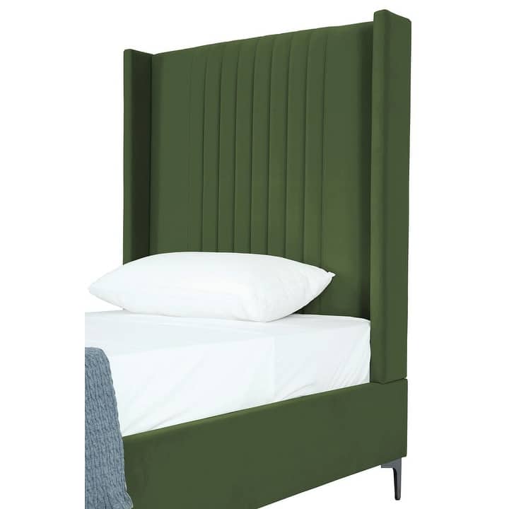 Manhattan Comfort Promenade Mid-Century Modern Velvet Upholstered Bed