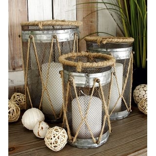 Silver Metal Decorative Indoor Outdoor Candle Lantern (Set of 3)