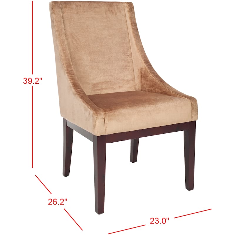 SAFAVIEH Dining Dark Champagne Sloping Arm Velvet Chair - 23" x 26.2" x 39.2"