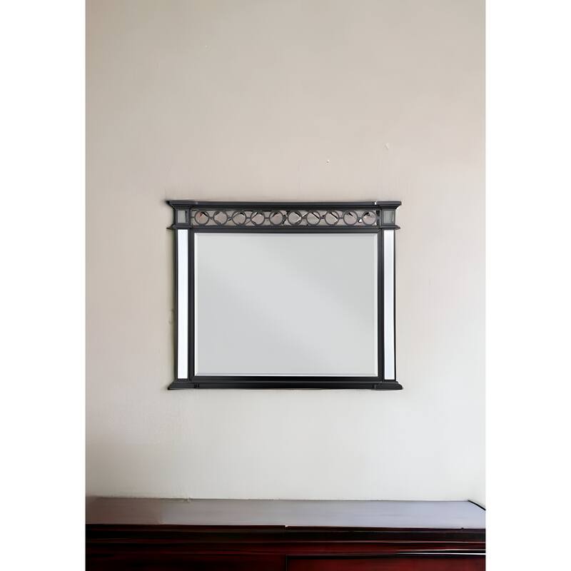 HomeRoots 42" Gunmetal Wood Framed Mounted Dresser Mirror - 52' X '42' X '3 - 52' X '42' X '3 - Gunmetal