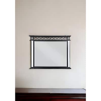 HomeRoots 42" Gunmetal Wood Framed Mounted Dresser Mirror - 52' X '42' X '3