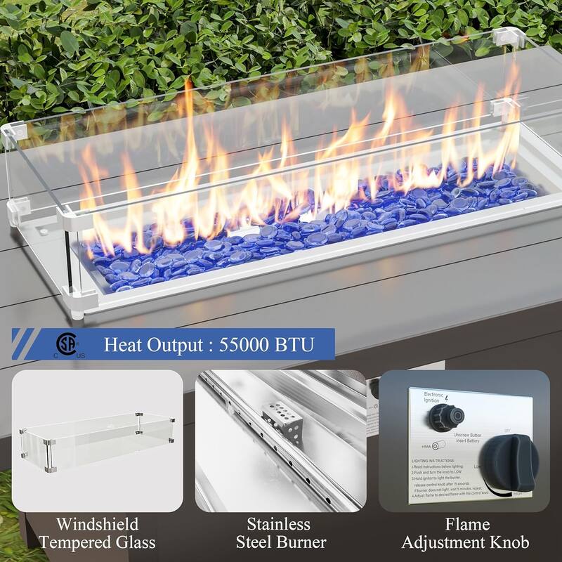 Aluminum Patio Furniture Set with Fire Pit, Ottomans & Rocking-Swivel Chairs, Modular Sofa with Thick Cushions