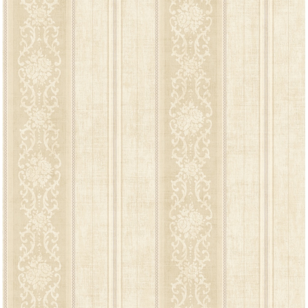 Seabrook Designs Amery Floral Stripe Unpasted Wallpaper