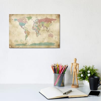 iCanvas "World Cities Map" by Michael Tompsett Canvas Print