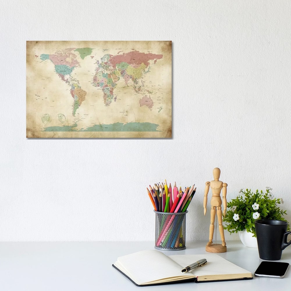 iCanvas "World Cities Map" by Michael Tompsett Canvas Print