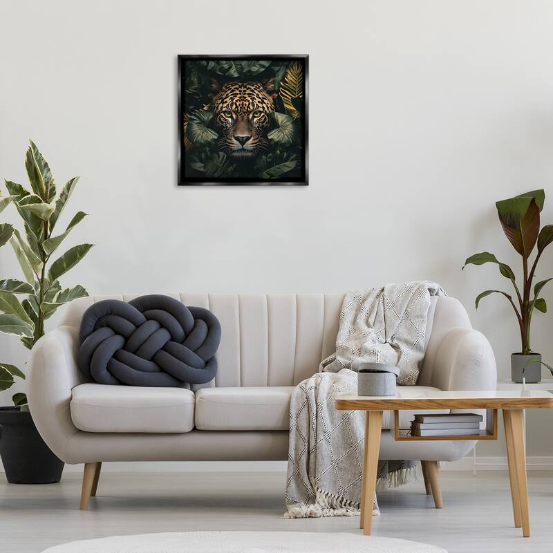 Stupell Leopard in Exotic Palms Framed Floater Canvas Wall Art Design By Heidi Kuntz