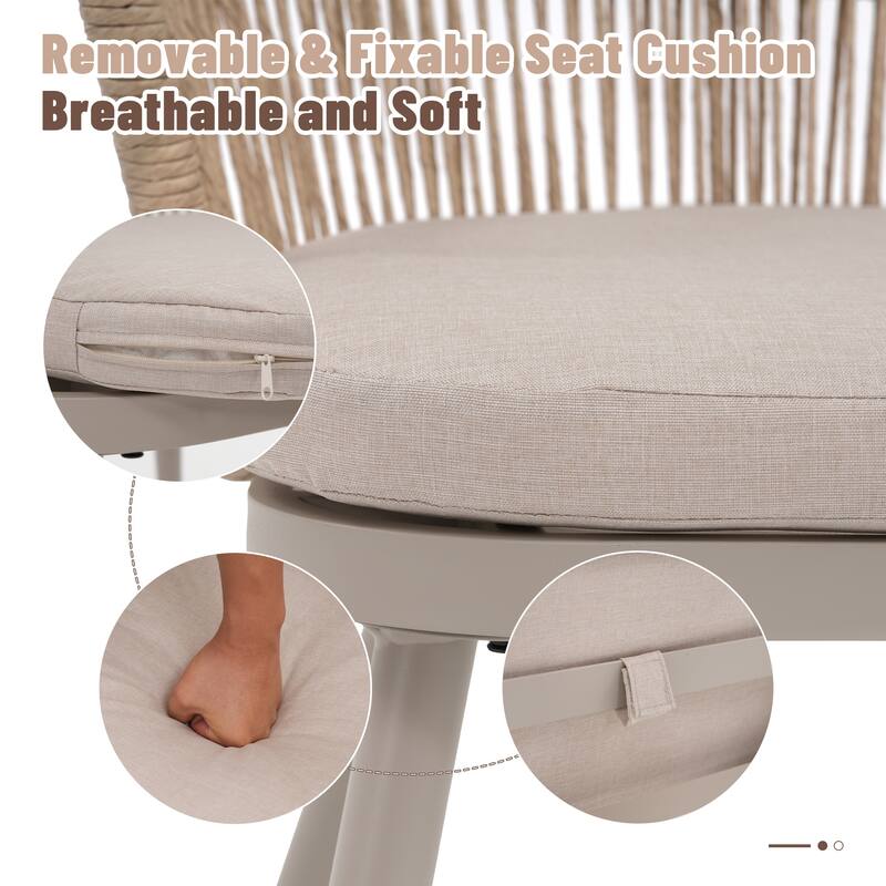 Outdoor 7-Piece Dining Chair with Shell-Shaped backrest and Table Set