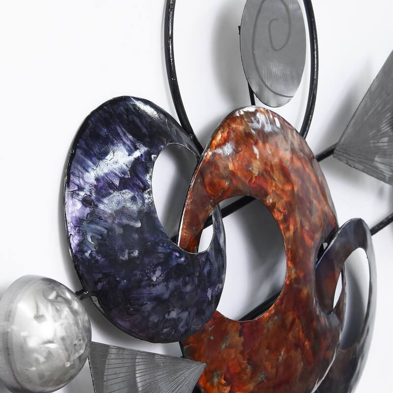 Colorful Hand Painted Etched Metal Wall Sculpture