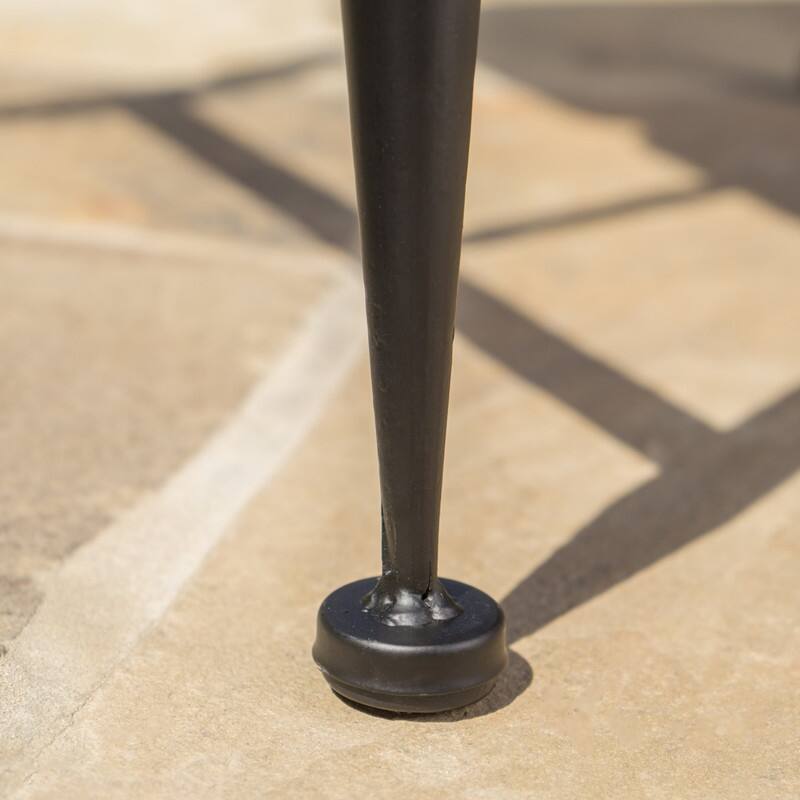 Rectangle Outdoor Coffee Table with Angled Tubular Legs and Wood Top, Black