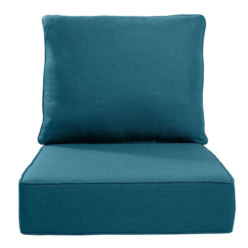 Pocassy 24x24x6 Inch Thick Cushions Pillows Indoor Outdoor Deep Seat Water & Fade Resistant - 1 Set - Peacocka Green Cushion