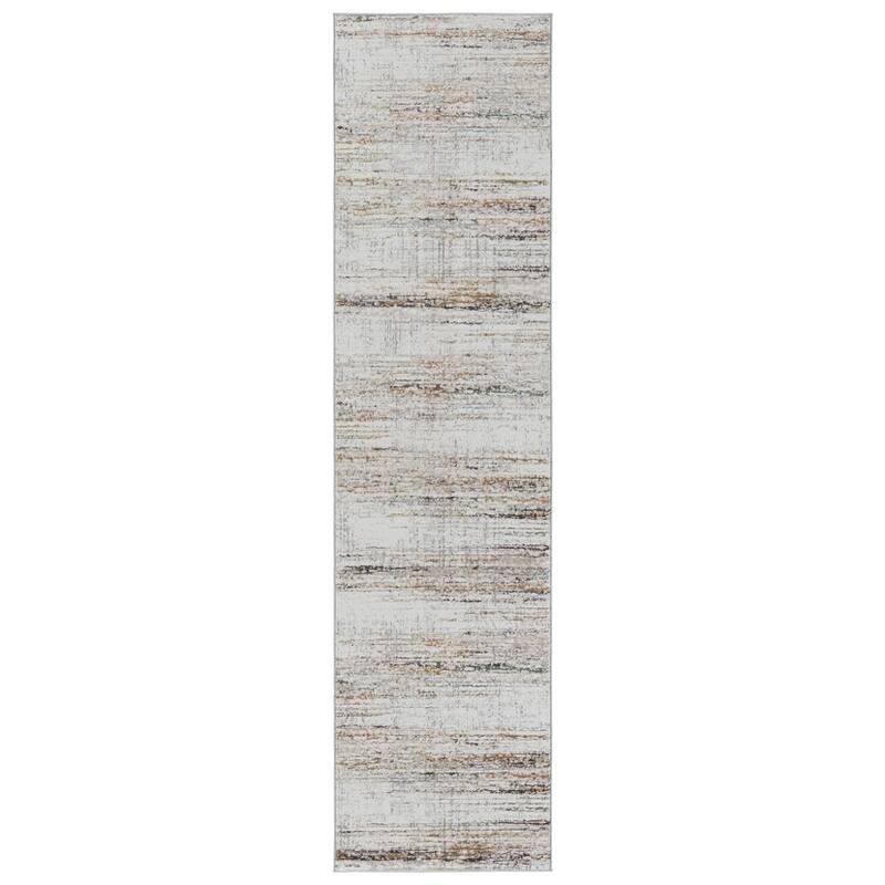 Mathis Abstract Ivory/ Gold Area Rug - 2'6"X10' - Runner/Rectangle