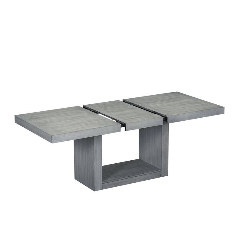 Contemporary 6-Piece Extendable Wood Dining Table Set Kitchen Table Set with Upholstered Bench and 4 Dining Chairs