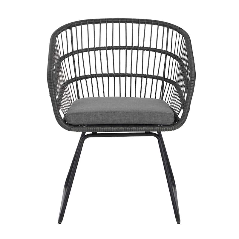 Roomfitters 2-Piece Outdoor Wicker Club Chairs, Transitional Tub Seating with Splayed Sled Legs & Water-Resistant Cushions, Gray